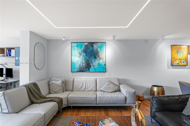 living room with wood-type flooring