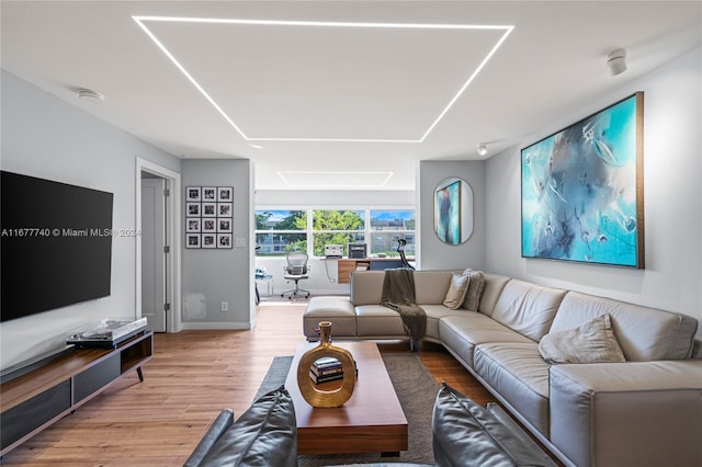 living room with light wood-type flooring