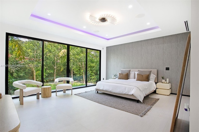 bedroom featuring a raised ceiling