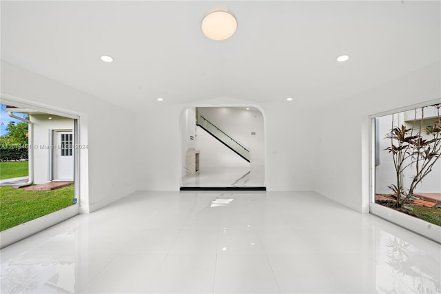 interior space featuring light tile patterned floors