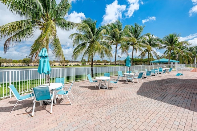 view of swimming pool with a patio