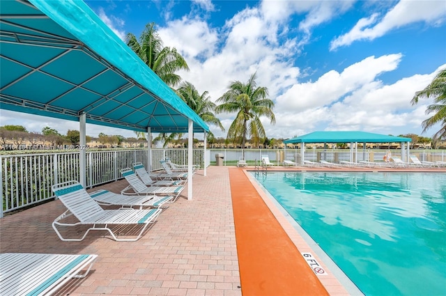 view of pool featuring a patio area