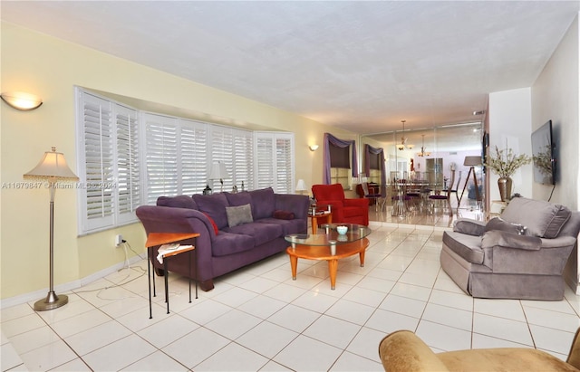 view of tiled living room