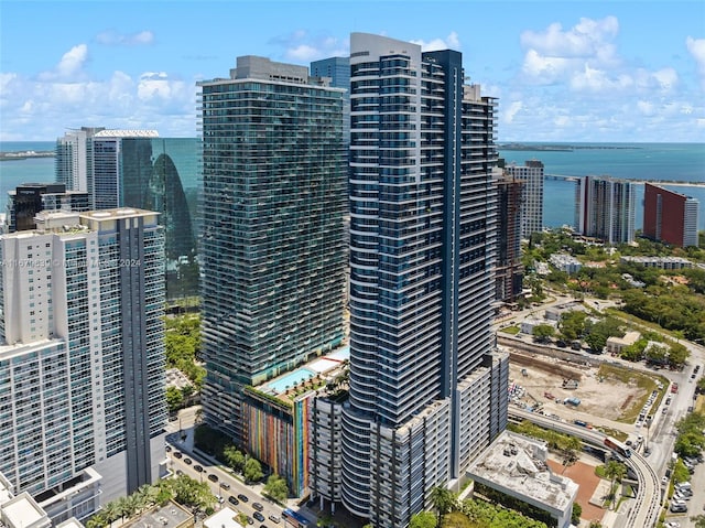 property's view of city featuring a water view