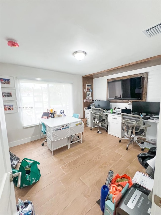 office featuring light hardwood / wood-style flooring