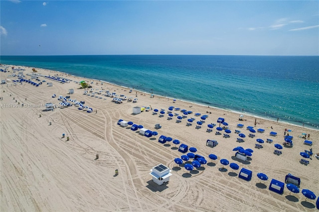 property view of water featuring a beach view