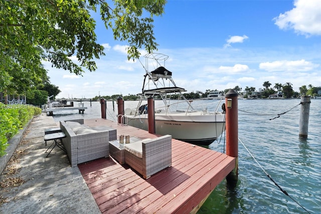 view of dock featuring a water view