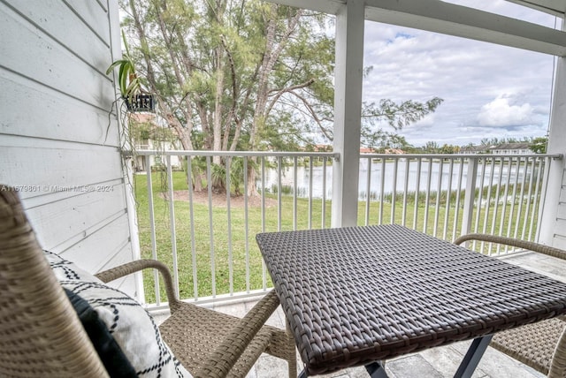 balcony with a water view