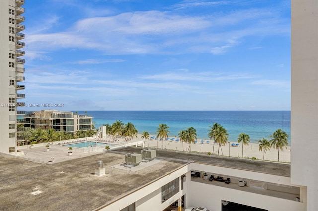 property view of water with a beach view