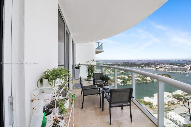 balcony with a water view