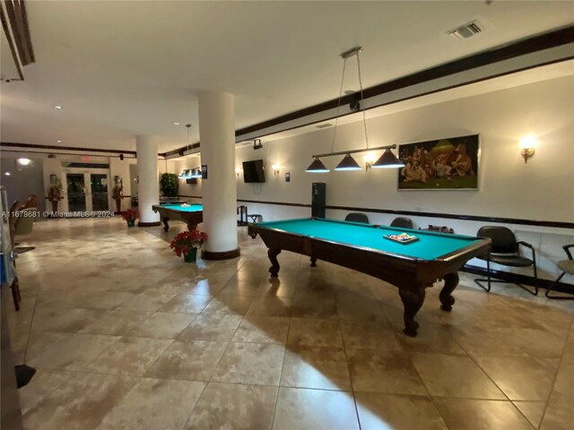 recreation room featuring pool table