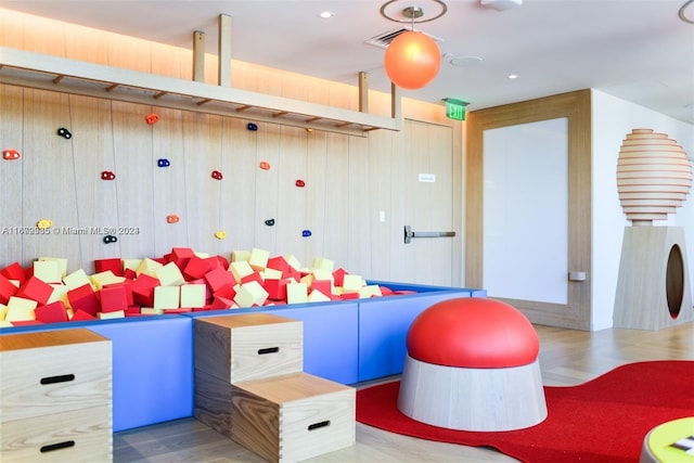 playroom featuring hardwood / wood-style flooring