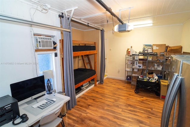 office area with hardwood / wood-style flooring