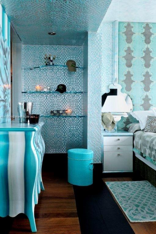 bathroom with wood-type flooring