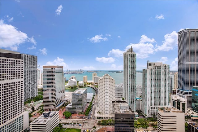 property's view of city with a water view