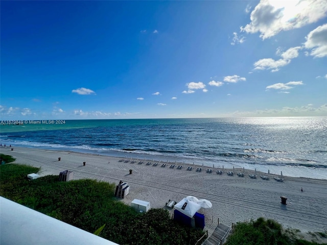 view of water feature featuring a beach view