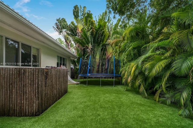 view of yard featuring a trampoline