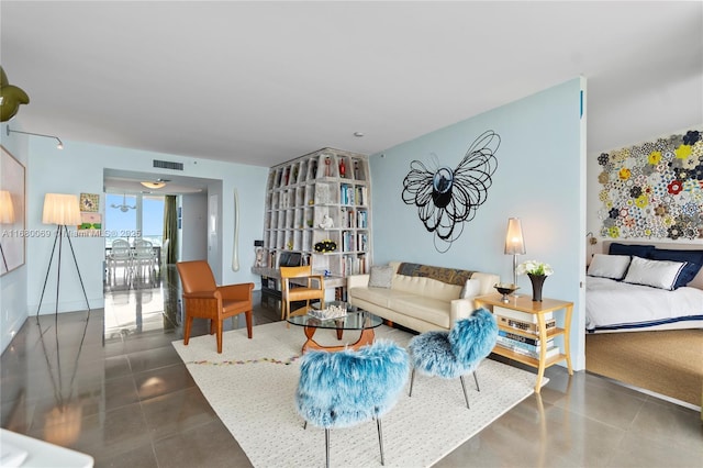 view of tiled living room