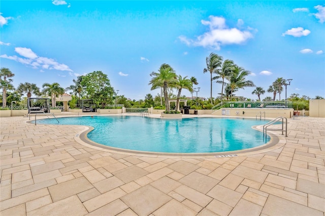 view of pool featuring a patio