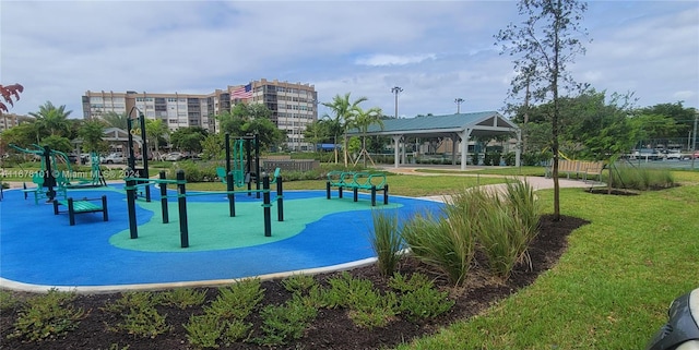 view of property's community with a gazebo and a lawn