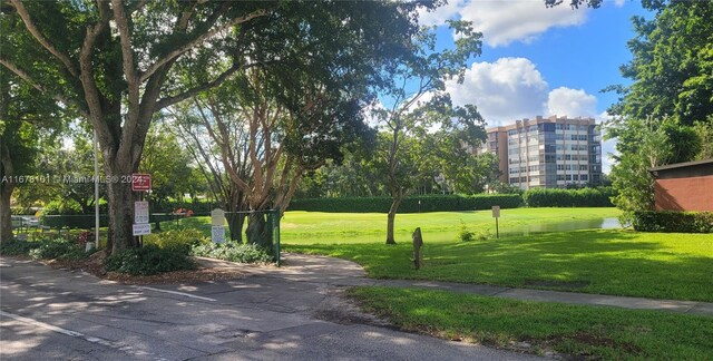 view of property's community with a yard