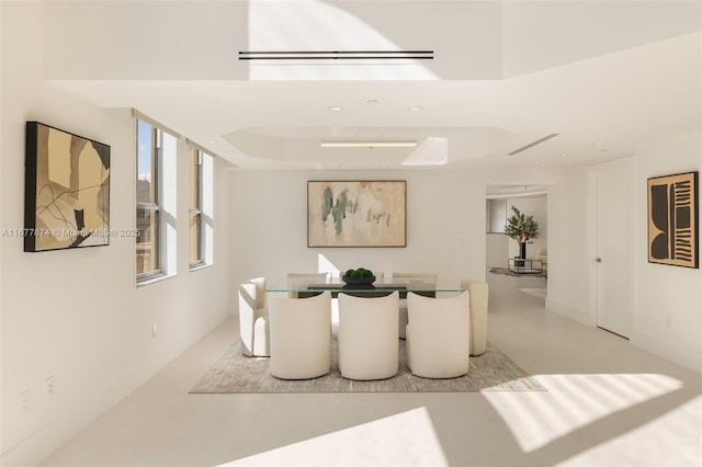 55 Merrick Way Unit 808, Coral Gables, FL 33134 - dining area featuring recessed lighting and a raised ceiling