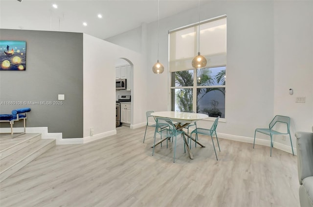 dining area featuring light hardwood / wood-style floors