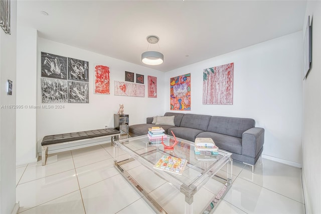 view of tiled living room