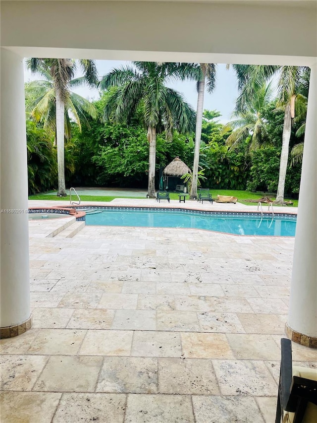 view of pool featuring a patio