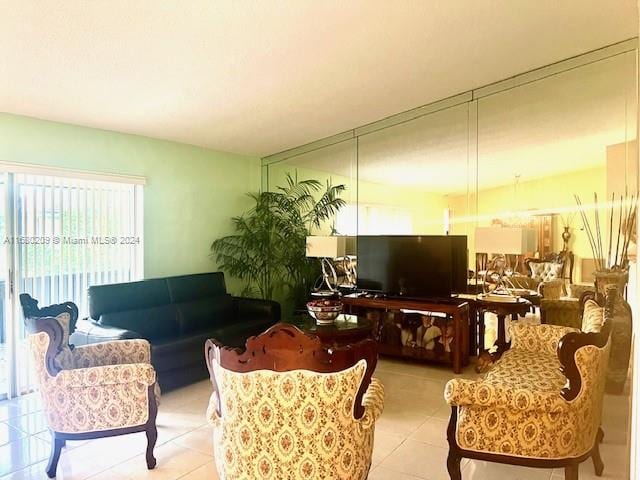 view of tiled living room