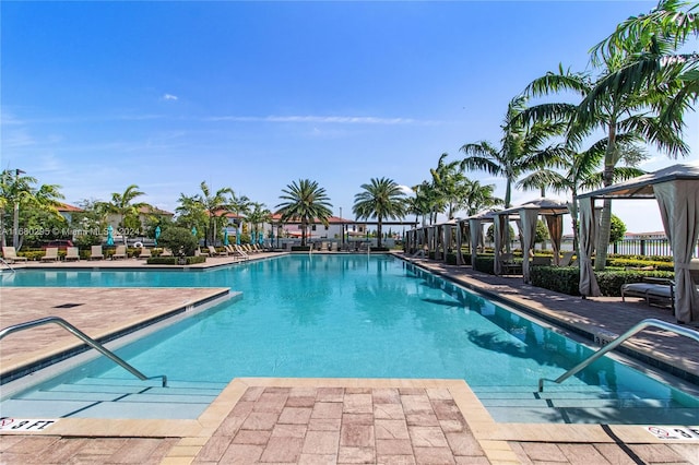 view of pool featuring a patio area