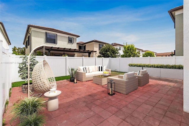 view of patio featuring a pergola and an outdoor hangout area