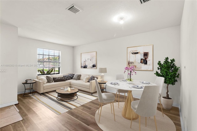 living room with light wood-type flooring