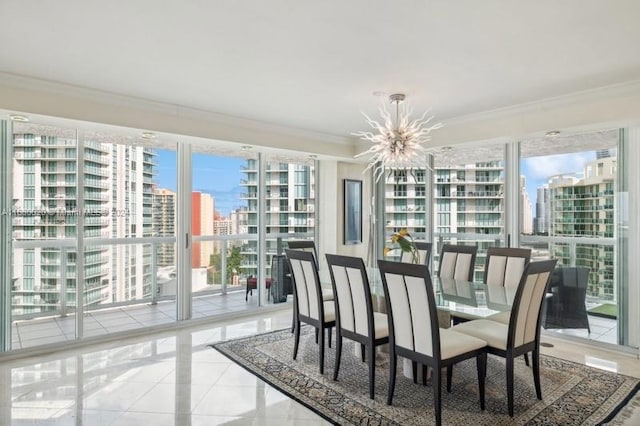 sunroom / solarium with a notable chandelier and a healthy amount of sunlight