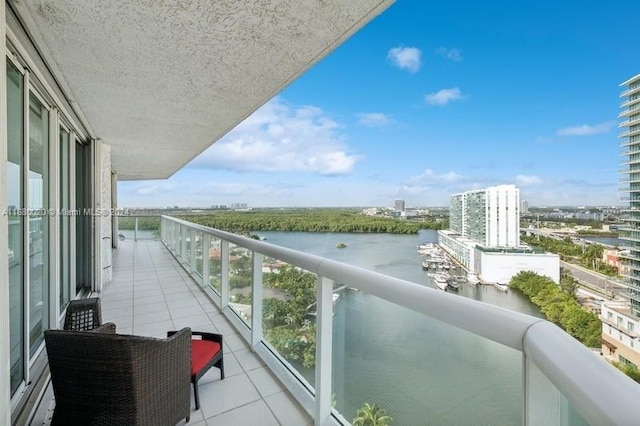 balcony with a water view