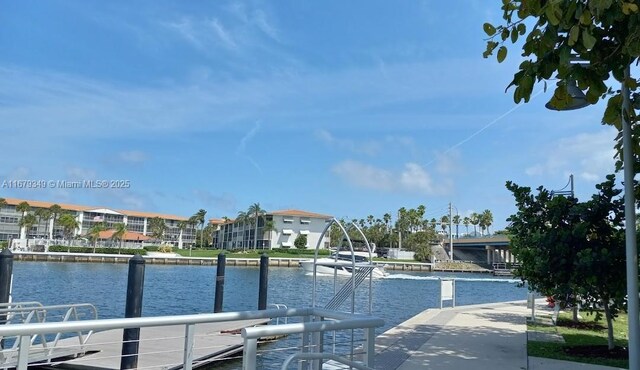 view of dock featuring a water view