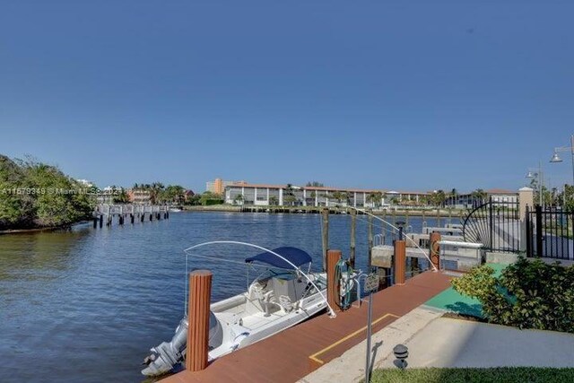 view of dock featuring a water view