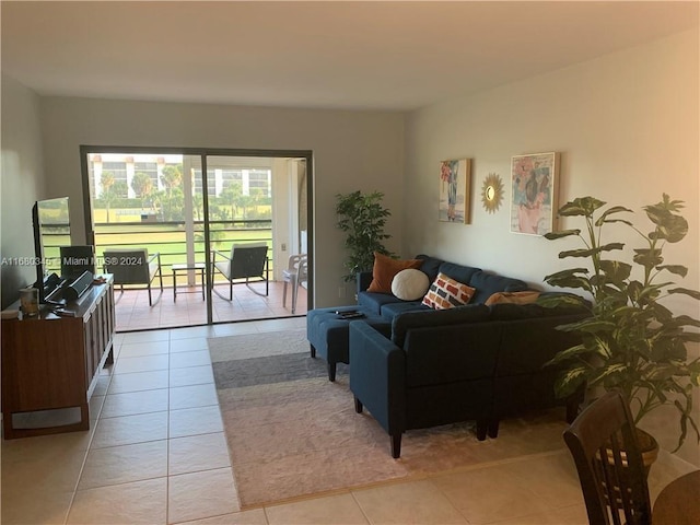 view of tiled living room