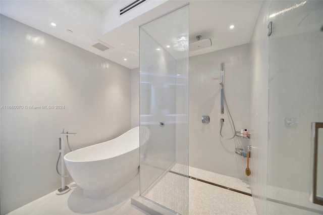 bathroom with plus walk in shower