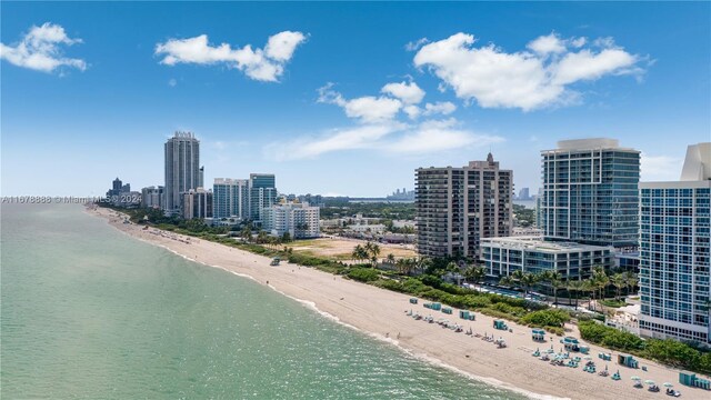 6767 Collins Ave Unit 602, Miami Beach, FL 33141 - water view with nearby beach and a view of skyline