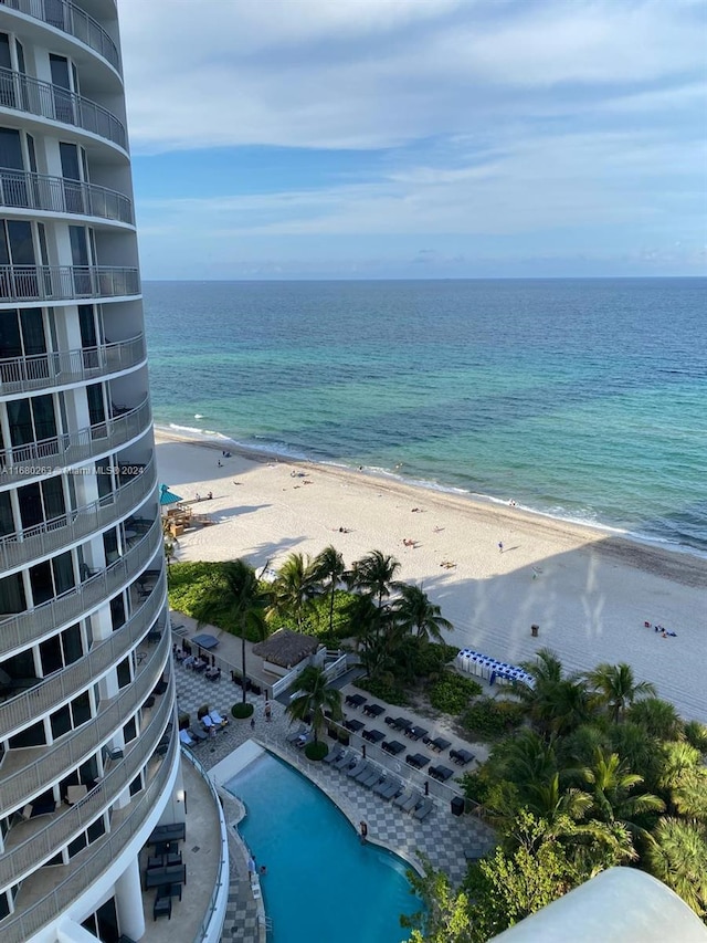 view of water feature featuring a view of the beach