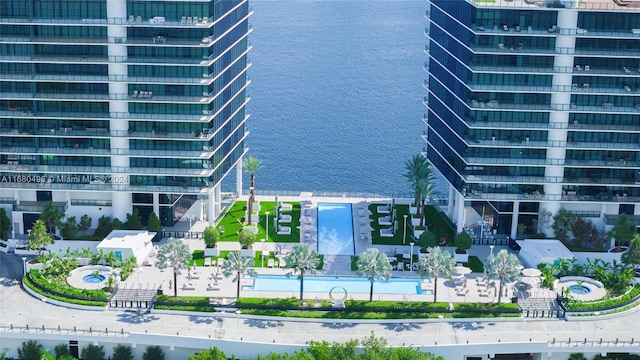 exterior space featuring a water view