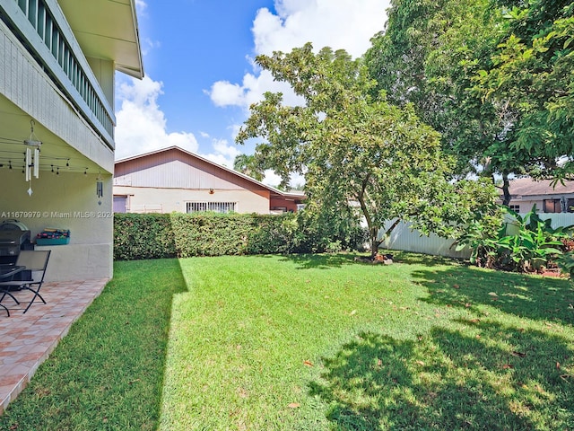 view of yard with a patio area