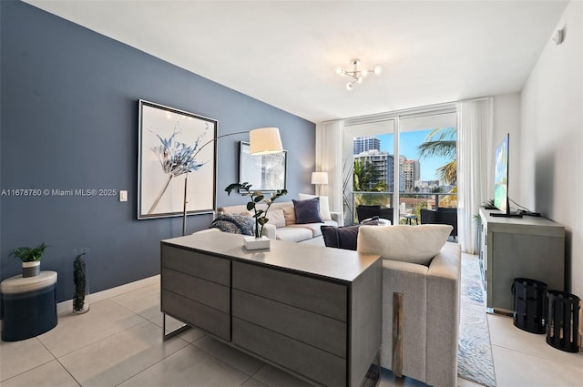 401 N Birch Rd Unit 505, Fort Lauderdale, FL 33304 - living room with light tile patterned floors and baseboards