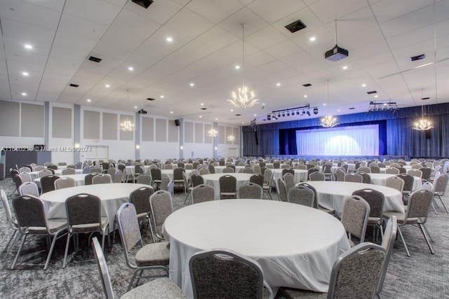 dining space featuring carpet flooring