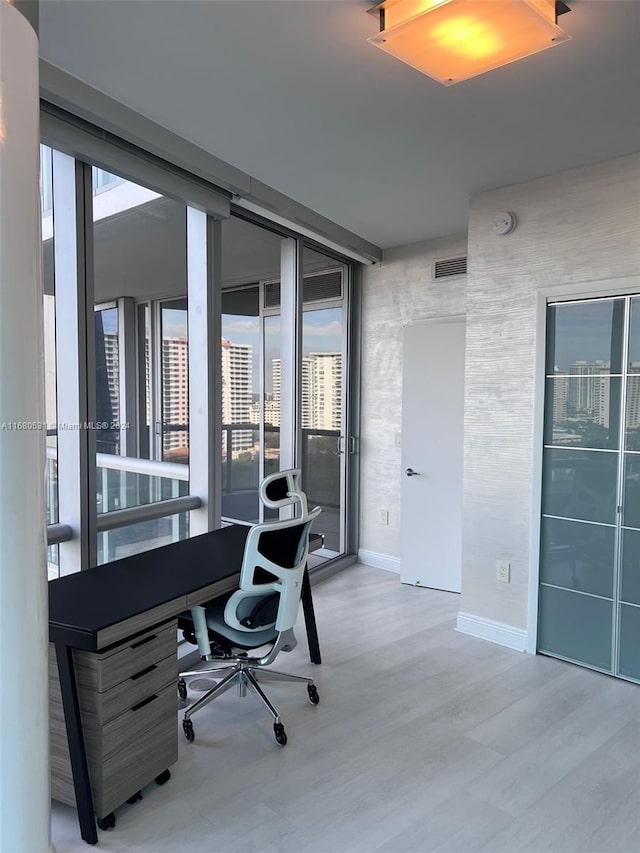 office area featuring light wood-type flooring