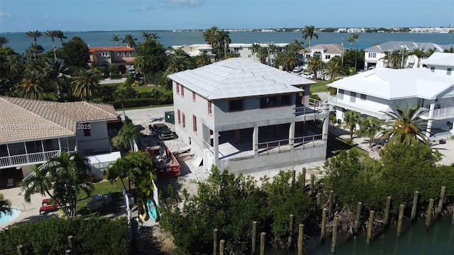 bird's eye view featuring a water view