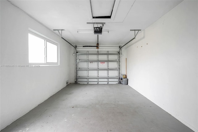 garage with a garage door opener