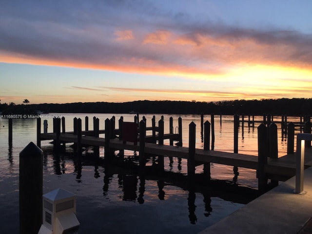 view of dock featuring a water view