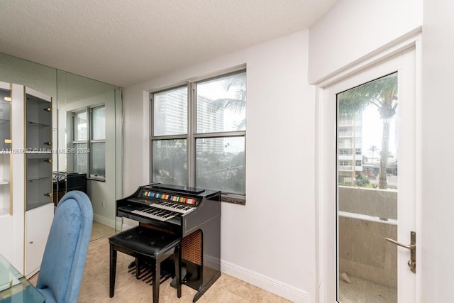 misc room with a textured ceiling and a wealth of natural light